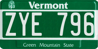 VT license plate ZYE796