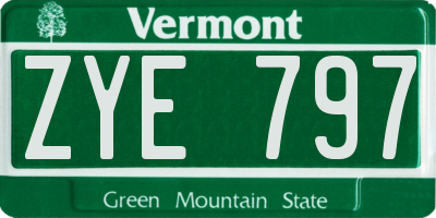 VT license plate ZYE797