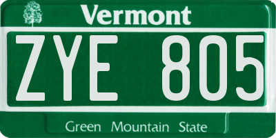 VT license plate ZYE805
