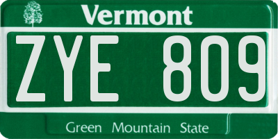 VT license plate ZYE809