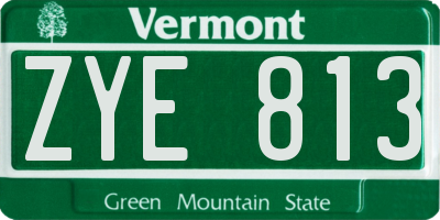 VT license plate ZYE813