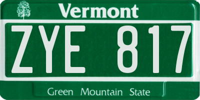 VT license plate ZYE817