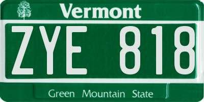 VT license plate ZYE818