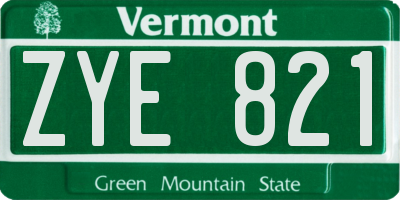 VT license plate ZYE821