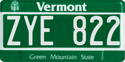 VT license plate ZYE822
