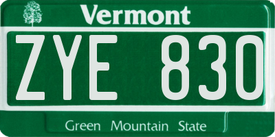 VT license plate ZYE830