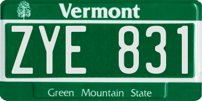 VT license plate ZYE831