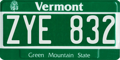 VT license plate ZYE832