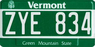 VT license plate ZYE834