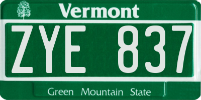 VT license plate ZYE837