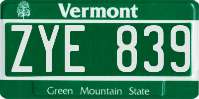 VT license plate ZYE839
