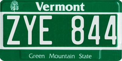 VT license plate ZYE844