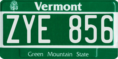 VT license plate ZYE856