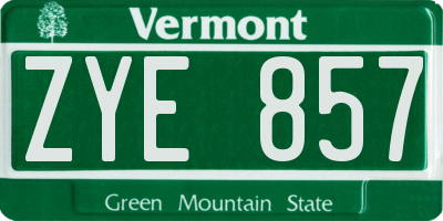VT license plate ZYE857