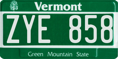 VT license plate ZYE858