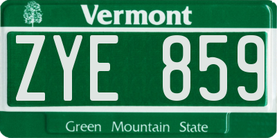 VT license plate ZYE859