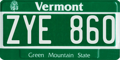 VT license plate ZYE860