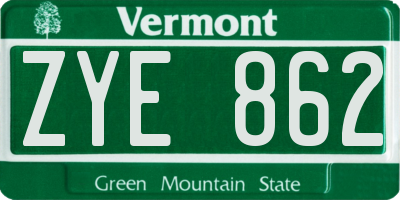 VT license plate ZYE862