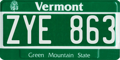 VT license plate ZYE863