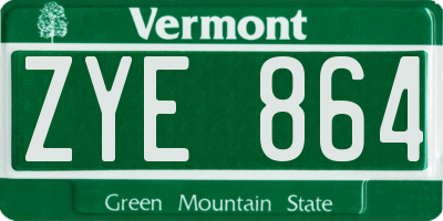VT license plate ZYE864
