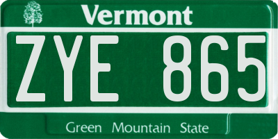 VT license plate ZYE865