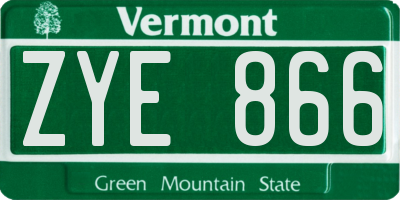 VT license plate ZYE866