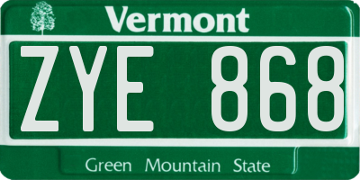 VT license plate ZYE868
