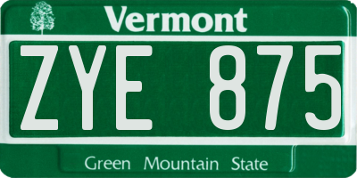 VT license plate ZYE875