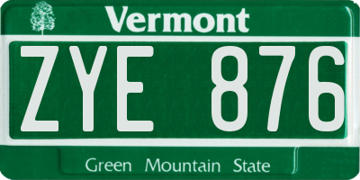 VT license plate ZYE876