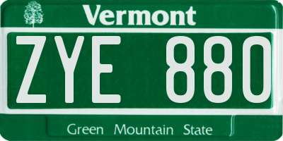 VT license plate ZYE880