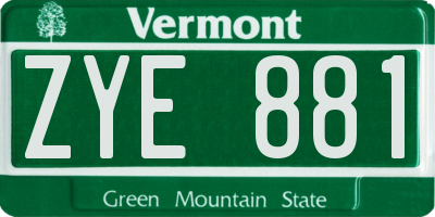 VT license plate ZYE881