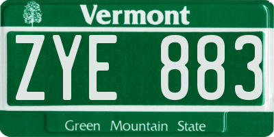 VT license plate ZYE883