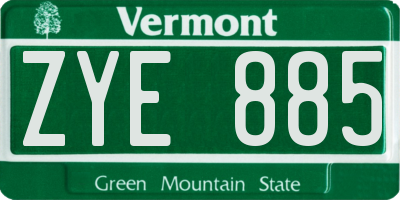 VT license plate ZYE885