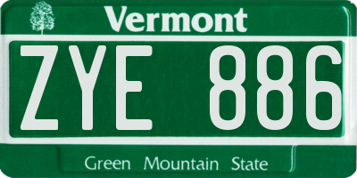 VT license plate ZYE886