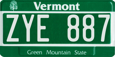 VT license plate ZYE887