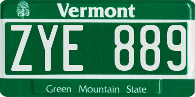 VT license plate ZYE889