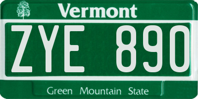 VT license plate ZYE890