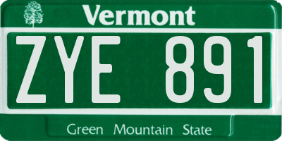 VT license plate ZYE891