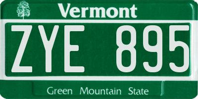 VT license plate ZYE895