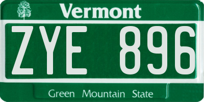 VT license plate ZYE896