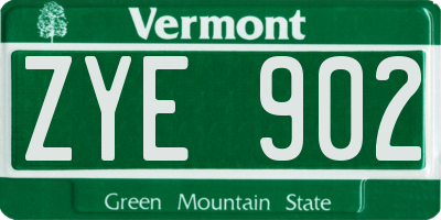 VT license plate ZYE902
