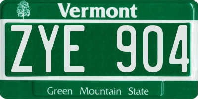 VT license plate ZYE904