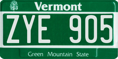 VT license plate ZYE905