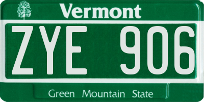 VT license plate ZYE906