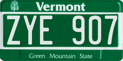 VT license plate ZYE907