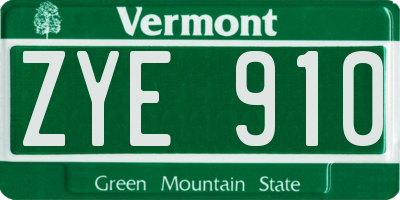VT license plate ZYE910