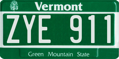 VT license plate ZYE911