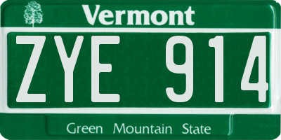 VT license plate ZYE914