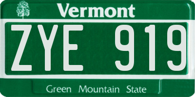 VT license plate ZYE919