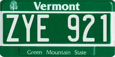 VT license plate ZYE921